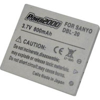 

Power2000 DB-L20 Replacement 3.7v, 800mAh Lithium Ion Battery for Sanyo DB-L20 Digital Camera Battery