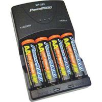 

Power2000 4 AA Nickel Metal Hydride (NiMH) 2900 mAH Rechargeable Batteries with 4- Hour AA & AAA Quick Charger, 110/220 volt.
