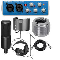 

PreSonus AudioBox 96 USB 2.0 Audio Recording System - Bundle with AT AT2020 Cardioid Microphone, H&A Reflection Filter, H&A Tripod Mic Stand, XLR M to F Pro Mic Cable 25', And More