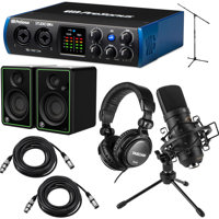 

PreSonus PreSonus Studio 24c 2x2 USB Type-C Audio/MIDI Interface Bundle with H&A Surfur Professional Mic, Stand, Mackie CR3-X 3" Monitors, Pair, Studio Headphones, XLR M to F Cable, 25-Foot