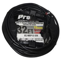 

ProX XC-MEP12-326 32' 110V Male to 6 Socket 110V Female Power Cord 6 Outlet 12/3 Extension Cord, Black