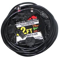 

ProX XC-MEP14-529 52' 125V Male to 9 Socket 125V Female Power Cord 9 Outlet 14/3 Extension Cord, Black