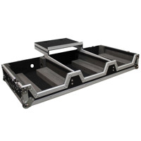 

ProX XS-CDIM10WLT Universal DJ Coffin Case with Laptop Shelf & Wheels for 10" Mixer & 2x 8.5-9.5" CD Players, Silver on Black