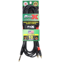 

ProX XC-PYR10 10' 1/4" TS-M to Dual RCA-M Unbalanced High Performance Audio Y Cable