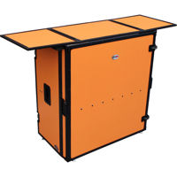 

ProX XS-DJSTN Transformer Series Fold-Away DJ Performance Desk Facade with Wheels, Orange on Black