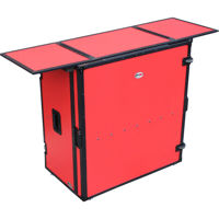 

ProX XS-DJSTN Transformer Series Fold-Away DJ Performance Desk Facade with Wheels, Red on Black