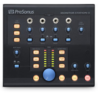 

PreSonus Monitor Station Desktop Studio Control Center, Three Sets of I/O, Dual LED Meters, Mute and Mono Functions, Four Headphone Amps, Talkback Mic