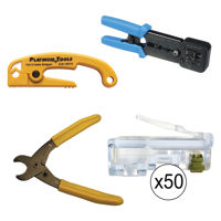

Platinum Tools EZ-RJPRO HD Basic Installation Kit, Crimp Tool, 50x Cat5/5e Connectors