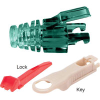 

Platinum Tools EZ-DataLock Strain Relief Locking Set for Standard RJ45 & EZ-RJ45 Cat6 Connector, Green, 20-Pack (Clamshell)