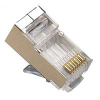 

Platinum Tools Cat5e RJ45 (8P8C) Round-Solid 3-Prong High Performance Shielded Connectors, 24 AWG, 10-Pack (Clamshell)