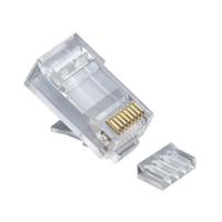 

Platinum Tools Cat6 RJ45 (8P8C) 2 Piece Round-Solid 3-Prong High Performance Connectors with Liner 100-Pack (Jar)