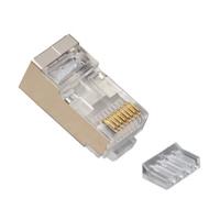 

Platinum Tools Cat6 RJ45 (8P8C) Shielded 2-Piece Round-Solid 3-Prong High Performance Connector with Liner, 100-Pack, Tray