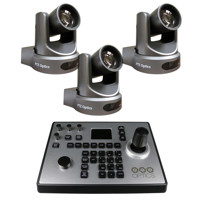 

PTZOptics 3 Pack 2MP Full HD Indoor PTZ Camera, 12x Optical Zoom, 1920x1080 at 60fps, USB 3.0, HDMI, CVBS, 72.5 degree FOV, Gray - With PTZ Third generation 4D IP Joystick & Keyboard Controller
