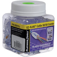 

Platinum Tools EZ-RJ45 Cat 5e Connector and Strain Relief Combo Kit, 50 Pieces Connector and 50 Pieces Strain Relief