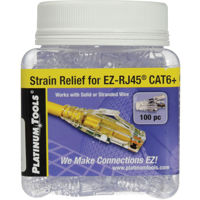 

Platinum Tools EZ-RJ45 CAT6 Snag-Proof Strain Reliefs, Jar of 100 Pieces, Clear