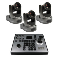 

PTZOptics 3 Pack 30x Optical Zoom Broadcast & Conference Camera, HDMI, 3G-SDI, IP Streaming, CVBS, Gray - With PTZOptics Third generation 4D IP Joystick & Keyboard Controller, PoE Support