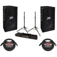 

Peavey P2 Pack V 115 15" Two-Way Passive Speaker 46Hz-21kHz Frequency Response (-10dB), Ultimate Support JamStands JS-TS50 Tripod-Style Speaker Stand Pair, 2 Pack 15' 8mm XLR Microphone Cable