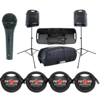 

Peavey Escort 6000 600W Two-Way 10" Portable PA System, 300W RMS Power - Bundle On-Stage Audio Spectrum AS400 Low-Z Dynamic Handheld Microphone, 4 Pack 15' 8mm XLR Microphone Cable