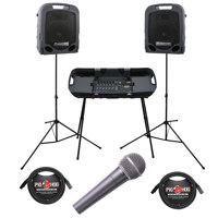 

Peavey Escort 3000 10" Woofer Portable PA System, Includes 2x Folding Speaker Stand, 2x 15' (4.57m) Speaker Patch Cable, Carrying Case - Bundle With Behringer Cardioid Vocal Mic, 2x 8mm XLR Mic Cable