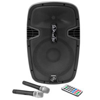 

Pyle Pro PPHP129WMU 12'' 1000 Watt Portable Loudspeaker System, 2 Wireless Mics, FM Radio, LCD Readout, USB, SD Card Readers