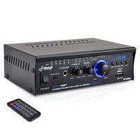 

Pyle AU48BT Mini Blue Series Stereo Power Amplifier with Bluetooth, 20Hz-20kHz Frequency, 2x 120W Peak Power Output, 4Ohms Impedance, 150mV Sensitivity