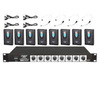 

Pyle PDWM8900 Rack Mount 8 Channel Wireless Microphone System with 8 Lavalier/Headsets