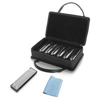 

Pyle PHARM24ST Classic Style Harmonica Kit, Includes 7x 10-Hole Harmonica, Polishing Cloth and Travel/Storage Case
