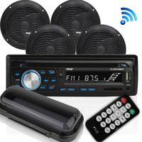 

Pyle PLCDBT95MRB Bluetooth Marine Stereo Radio Receiver with 4x 6.5" Waterproof Speakers Kit, Black
