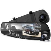 

Pyle PLCMDVR49 Full HD 1080p DVR Rearview Mirror Dash Cam Kit, Includes Dual Camera Vehicle Video Recording System with Waterproof Backup Cam, 4.3" Display