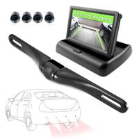 

Pyle PLCMPS48 Audio and Video Driving + Parking Assist System, Includes Parking/Reverse Speaker Alarm Depth Sensor, Waterproof Night Vision Angle Adjustable Backup Cam and 4.3" LCD Display