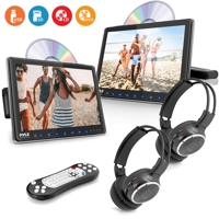 

Pyle PLHRDVD108KT Car Video Entertainment System, Includes 2x 10.5" CD/DVD Players, 2x Wireless Headphones and Remote Control