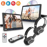 

Pyle PLHRDVD90KT 2x 9.4" Universal Vehicle Headrest Multimedia Disc Player Bundle with 2x Wireless Headphones