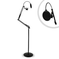 

Pyle PMKSH28 Floor Standing Suspension Microphone Boom Stand with Scissor Spring Arm, Shock Mount and Pop Filter, 3.1' Extension Arm