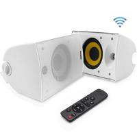 

Pyle PODWIFIB64 6.5" 300W 2-Way Active & Passive Waterproof Wall Mount Speakers with Built-In Bluetooth, White, Pair
