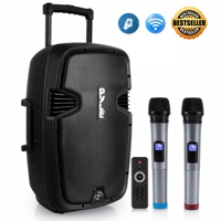 

Pyle PPHP1299WU 2-Way 12" 1000W Hi-Power Bluetooth Enabled PA Loudspeaker System, Includes 2x Wireless Handheld Microphones