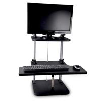 

Pyle PSTNDDSK36 Sitting/Standing Workstation Device Stand with 2 Adjustable Shelf Trays