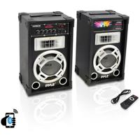 

Pyle PSUFM837BT Dual 800 Watt Disco Jam Powered Two-Way PA Bluetooth Speaker System with USB/SD Card Readers, Active & Passive Speakers, Pair