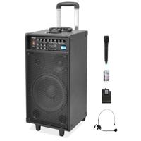 

Pyle 800 watt Dual Channel Wireless Rechargeable Portable PA System with Handheld/Lavalier Microphones