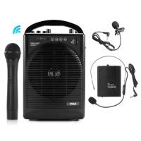 

Pyle PWMA1216BM Portable PA Speaker Amplifier System, Includes Handheld Mic, Headset Mic, Lavalier Mic, Belt Pack Transmitter, Storage Bag