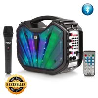 

Pyle PWMA285BT 5.25" Portable Bluetooth Karaoke Speaker System with Flashing DJ Lights, Includes Wireless Handheld Microphone and Remote Control