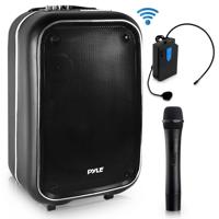 

Pyle PWMA825BT 10" 400W Portable PA Loudspeaker Bluetooth Stereo System, Includes Wireless Handheld Microphone, Beltpack Transmitter and Headset Mic