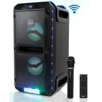 

Pyle PWMKRDJ89BT 500W Portable Stereo Bluetooth Karaoke DJ Mixing Speaker System, Includes Wireless Microphone