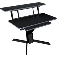 

Quik Lok Z-460BK Triple Shelf Workstation with Black Wood Tops and Pullout Shelf