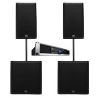 

QSC Passive Speaker System, Includes 2x E115 15" 2-Way Loudspeaker, 2x E118sw Subwoofer and PLD4.5 4-Channel DSP Amplifier