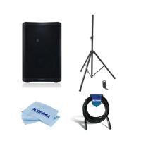 

QSC CP8 8" 2-Way Compact Powered Active Loudspeaker, 1000W Peak Power, Single - Bundle With On-Stage All-Steel Speaker Stand, 20' Heavy Duty 7mm Rubber XLR Microphone Cable, Microfiber Cloth