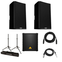 

QSC K12.2 K.2 Series 12" 2-Way 2000 Watt Powered Speaker, Pair, Bundle with Behringer Eurolive B1200D-PRO Subwoofer, 2x Ultimate Support JS-TS50 Tripod-Style Speaker Stand, 2x H&A Microphone Cable