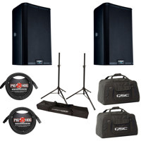 

QSC 2x K8.2 K.2 Series 8" 2-Way 2000 Watt Powered Speaker - With 2x 20' 8mm XLR Microphone Cable, 2x QSC Nylon/Cordura Soft Padded Tote Bag, Ultimate JamStands JS-TS50 Tripod-Style Speaker Stand, Pair