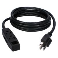 

QVS 15' 3-Outlet 3-Prong Power Extension Cord, 16 AWG