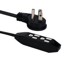 

QVS 3-Outlet 3-Prong 15' Flat Right-Angle Power Extension Cord, 16AWG, Black