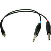 

Remote Audio 12" Unbalanced Stereo Breakout Cable with 3.5mm TRS Plug to (2) 1/4" TS Plugs Connectors